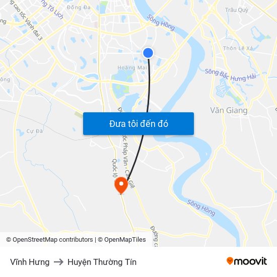 Vĩnh Hưng to Huyện Thường Tín map