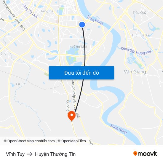 Vĩnh Tuy to Huyện Thường Tín map