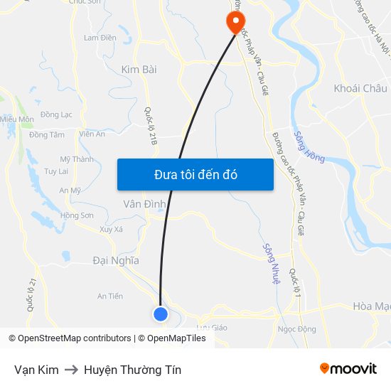 Vạn Kim to Huyện Thường Tín map