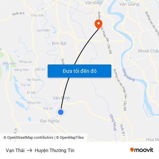 Vạn Thái to Huyện Thường Tín map