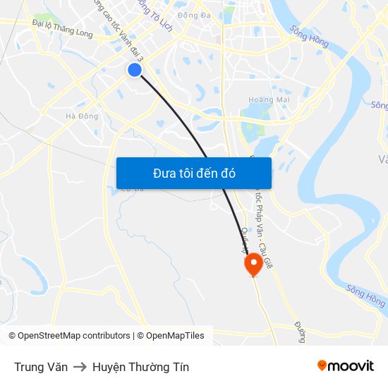 Trung Văn to Huyện Thường Tín map