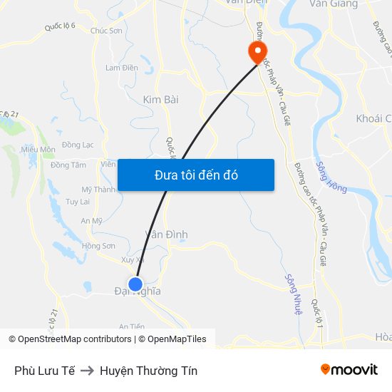 Phù Lưu Tế to Huyện Thường Tín map