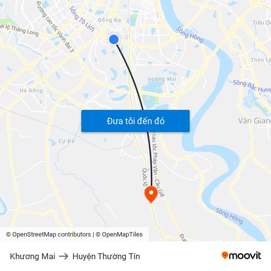 Khương Mai to Huyện Thường Tín map