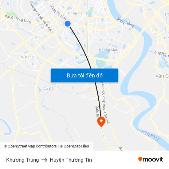 Khương Trung to Huyện Thường Tín map