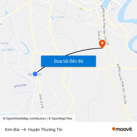 Kim Bài to Huyện Thường Tín map