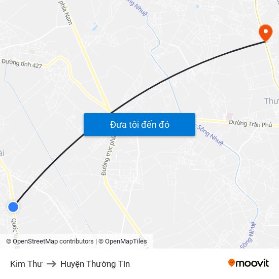 Kim Thư to Huyện Thường Tín map