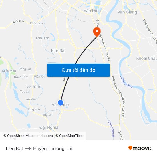 Liên Bạt to Huyện Thường Tín map