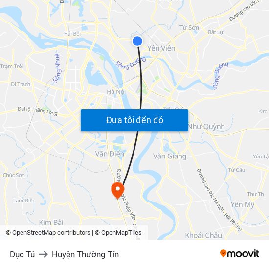 Dục Tú to Huyện Thường Tín map