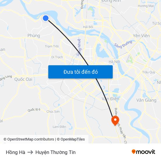 Hồng Hà to Huyện Thường Tín map