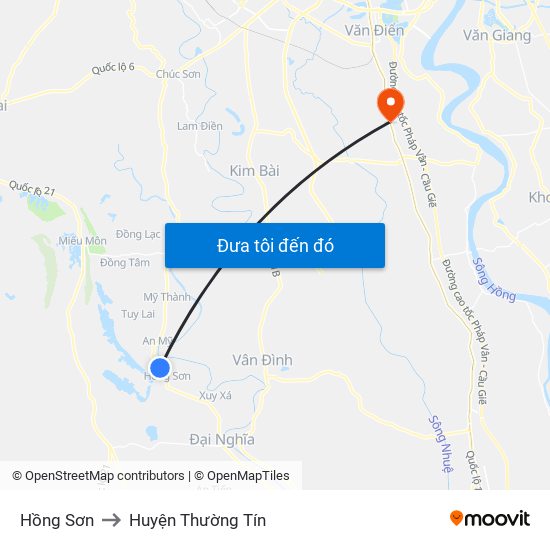 Hồng Sơn to Huyện Thường Tín map