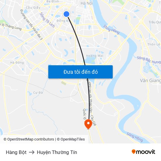 Hàng Bột to Huyện Thường Tín map