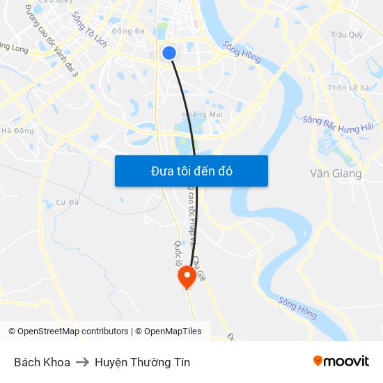 Bách Khoa to Huyện Thường Tín map