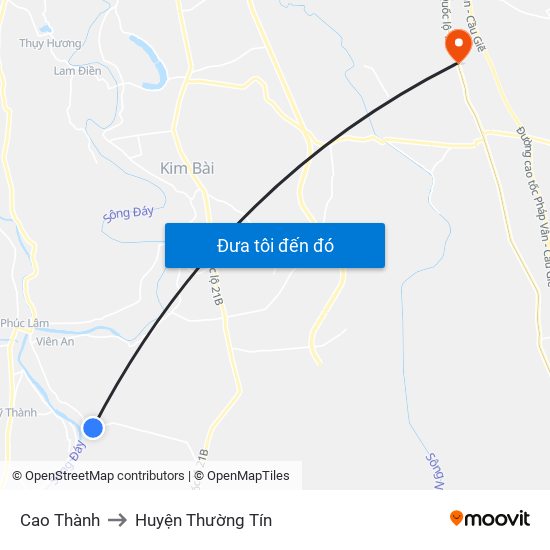 Cao Thành to Huyện Thường Tín map