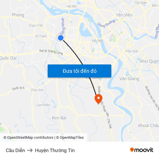 Cầu Diễn to Huyện Thường Tín map