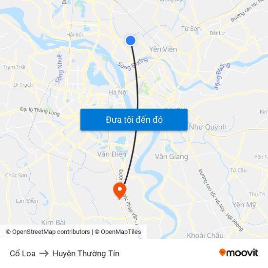 Cổ Loa to Huyện Thường Tín map