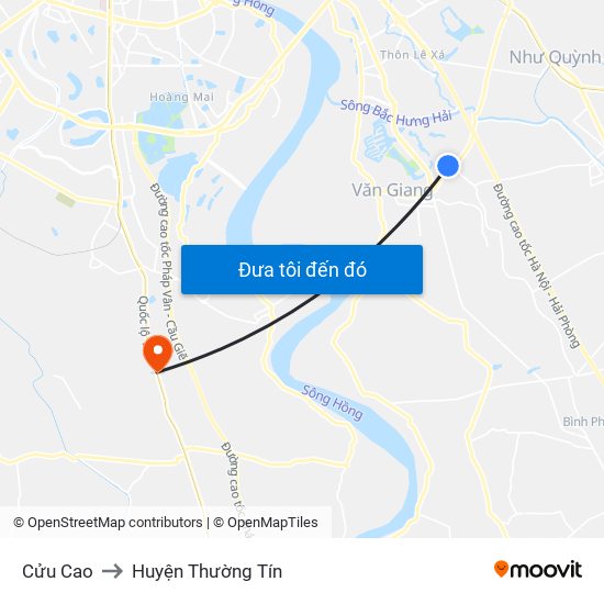Cửu Cao to Huyện Thường Tín map