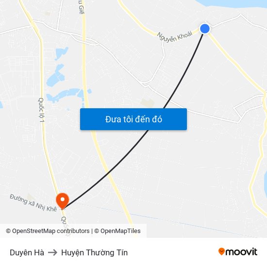 Duyên Hà to Huyện Thường Tín map