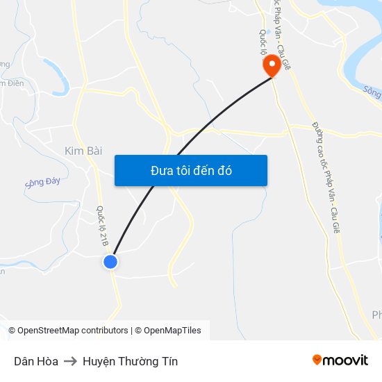 Dân Hòa to Huyện Thường Tín map