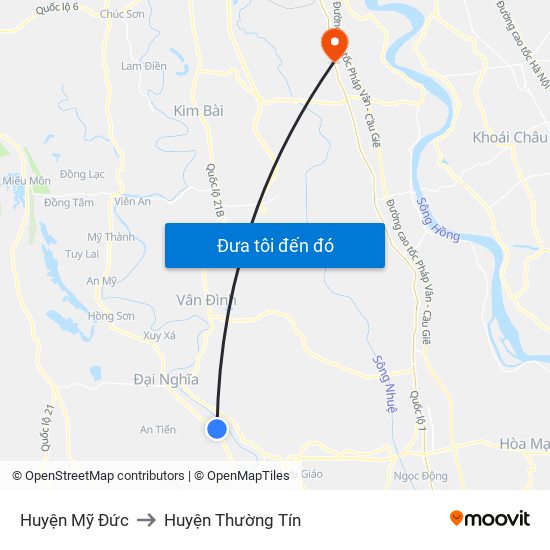 Huyện Mỹ Đức to Huyện Thường Tín map