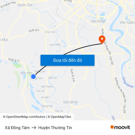 Xã Đồng Tâm to Huyện Thường Tín map
