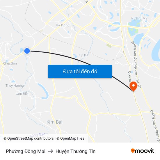 Phường Đồng Mai to Huyện Thường Tín map