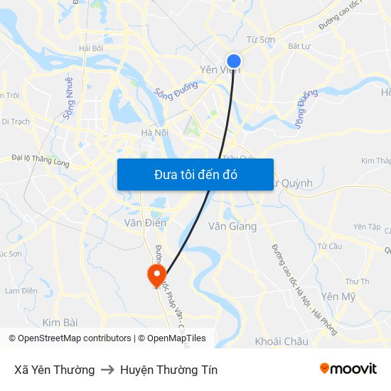 Xã Yên Thường to Huyện Thường Tín map