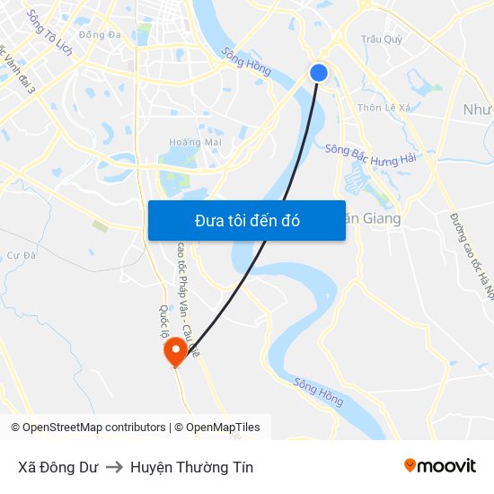 Xã Đông Dư to Huyện Thường Tín map