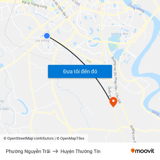 Phường Nguyễn Trãi to Huyện Thường Tín map