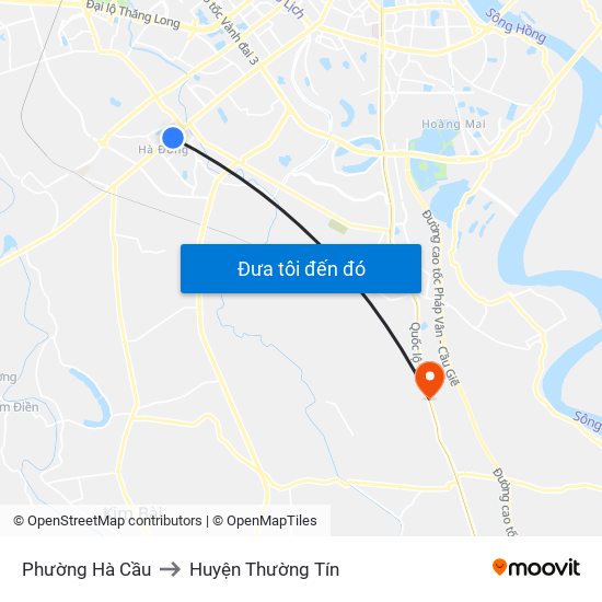 Phường Hà Cầu to Huyện Thường Tín map