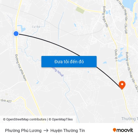 Phường Phú Lương to Huyện Thường Tín map