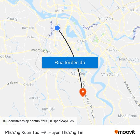 Phường Xuân Tảo to Huyện Thường Tín map