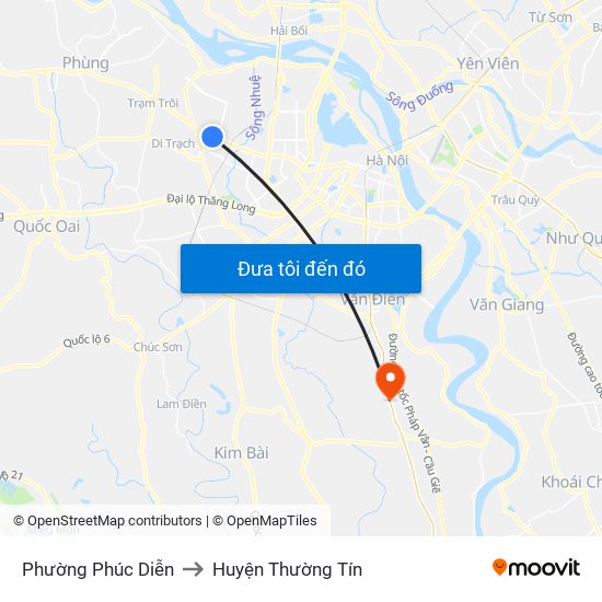 Phường Phúc Diễn to Huyện Thường Tín map