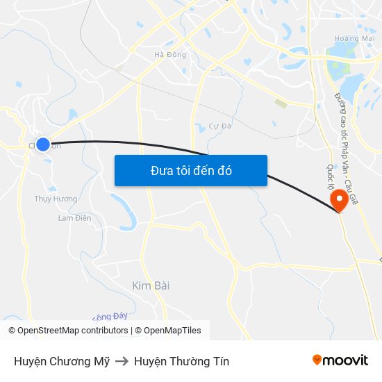 Huyện Chương Mỹ to Huyện Thường Tín map