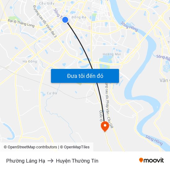 Phường Láng Hạ to Huyện Thường Tín map