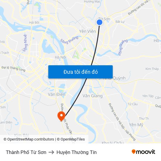 Thành Phố Từ Sơn to Huyện Thường Tín map