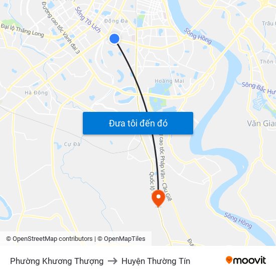 Phường Khương Thượng to Huyện Thường Tín map