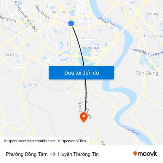 Phường Đồng Tâm to Huyện Thường Tín map