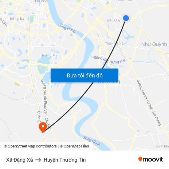 Xã Đặng Xá to Huyện Thường Tín map