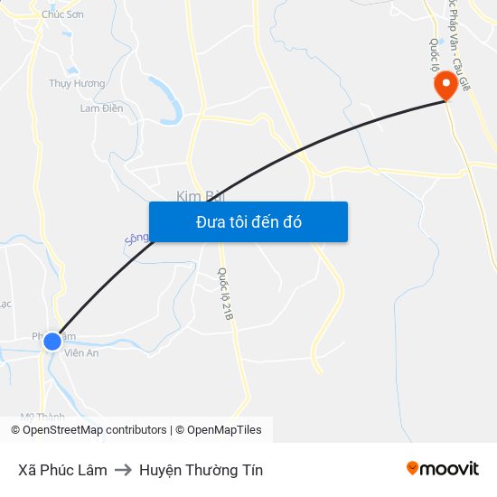 Xã Phúc Lâm to Huyện Thường Tín map