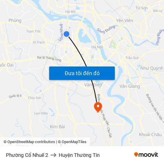 Phường Cổ Nhuế 2 to Huyện Thường Tín map