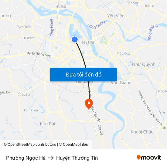 Phường Ngọc Hà to Huyện Thường Tín map