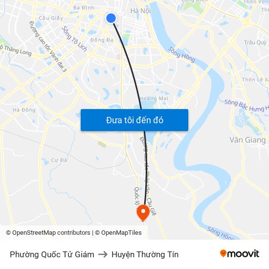 Phường Quốc Tử Giám to Huyện Thường Tín map