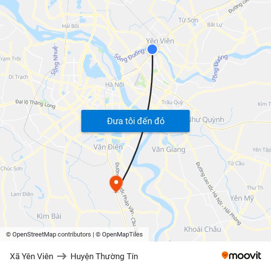 Xã Yên Viên to Huyện Thường Tín map