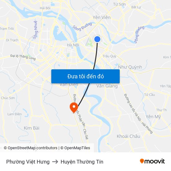 Phường Việt Hưng to Huyện Thường Tín map
