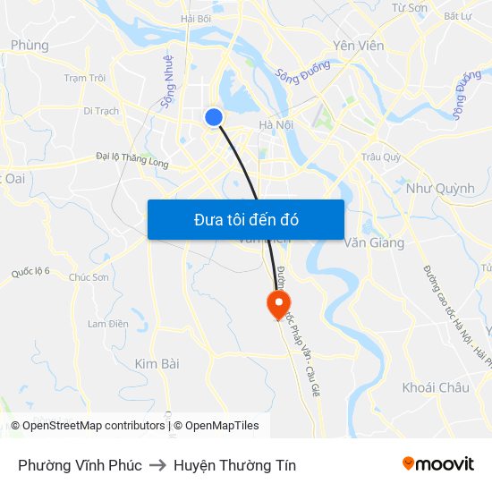 Phường Vĩnh Phúc to Huyện Thường Tín map