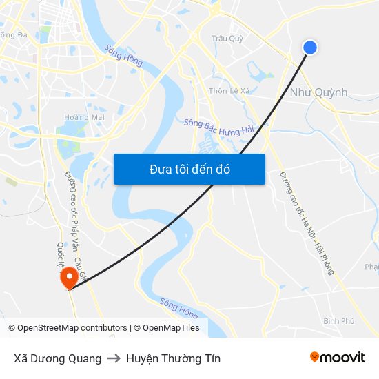 Xã Dương Quang to Huyện Thường Tín map