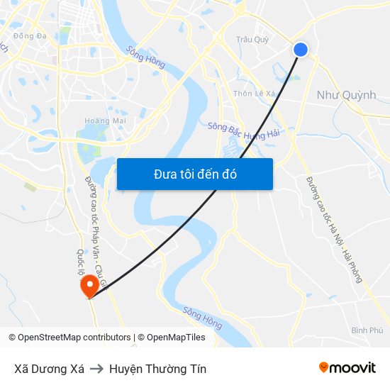 Xã Dương Xá to Huyện Thường Tín map