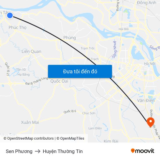 Sen Phương to Huyện Thường Tín map