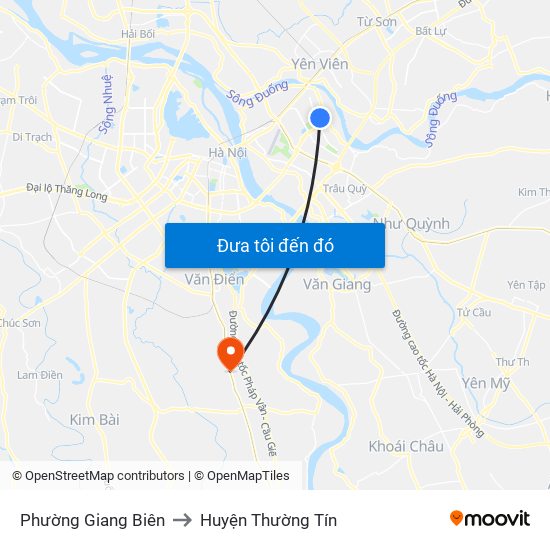 Phường Giang Biên to Huyện Thường Tín map
