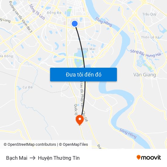 Bạch Mai to Huyện Thường Tín map